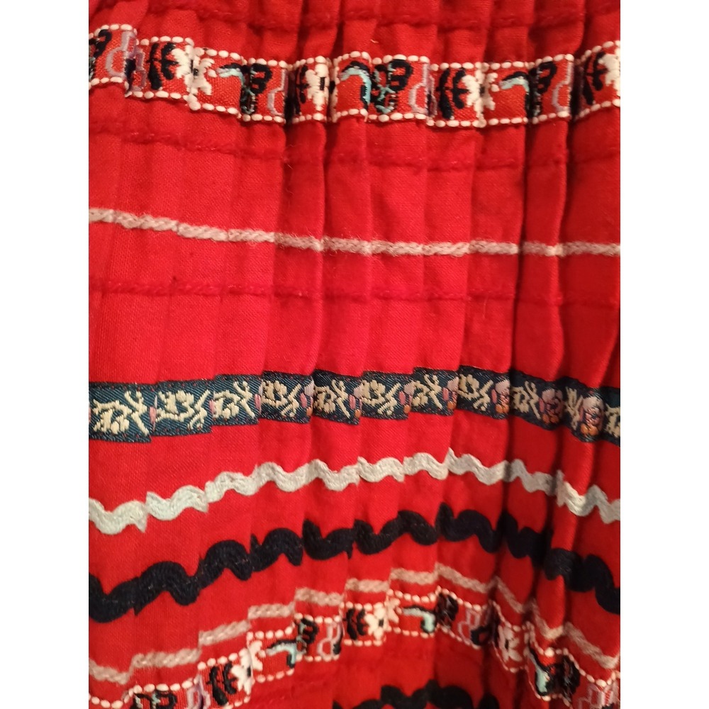 Club Monaco Red/White/Blue Pleated Embroidered Olla Skirt Women's XS - Picture 4 of 6
